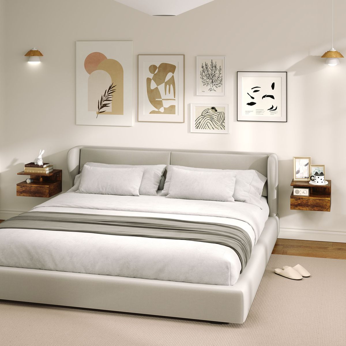Pack-de-2-mesitas-de-noche-Berta-flotantes-con-estante-y-cajon-blanco