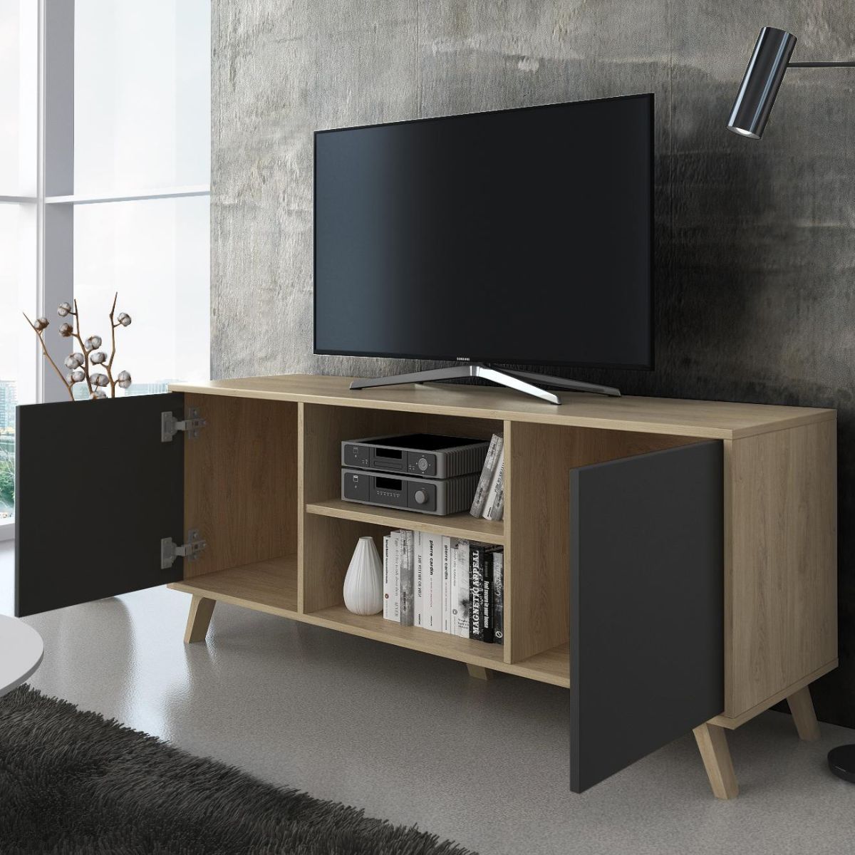 Mueble-de-TV-Wind-2-puertas-con-2-estantes-natural-gris-57x137x40-cm-