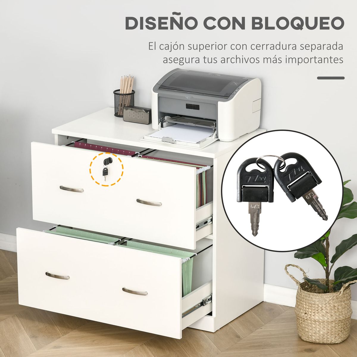 Cajonera-de-oficina-Essence-Vinsetto-2-cajones-con-cerradura-blanco-72x77x42-cm