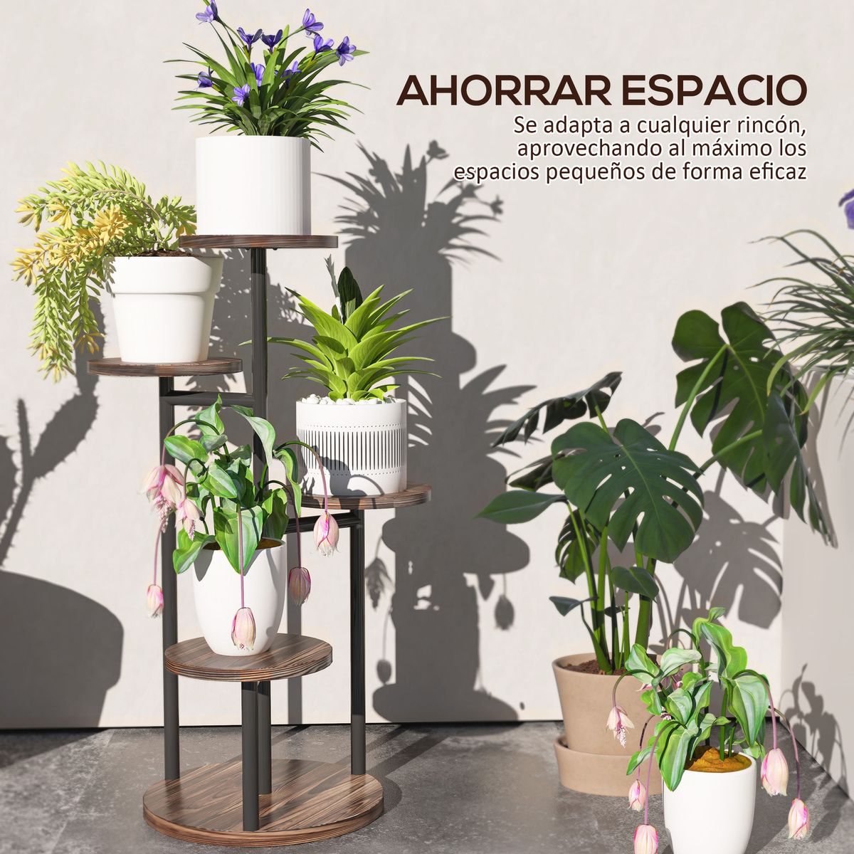 Soporte-para-plantas-Rizo-Outsunny-4-estantes-negro-marron-70x43x43-cm