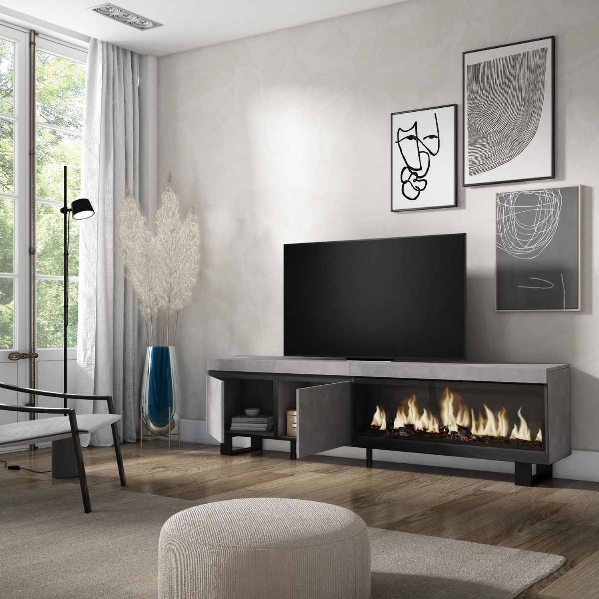 Mueble-de-TV-Kroma-2-puertas-con-chimenea-derecha-gris-57x2082x346-cm