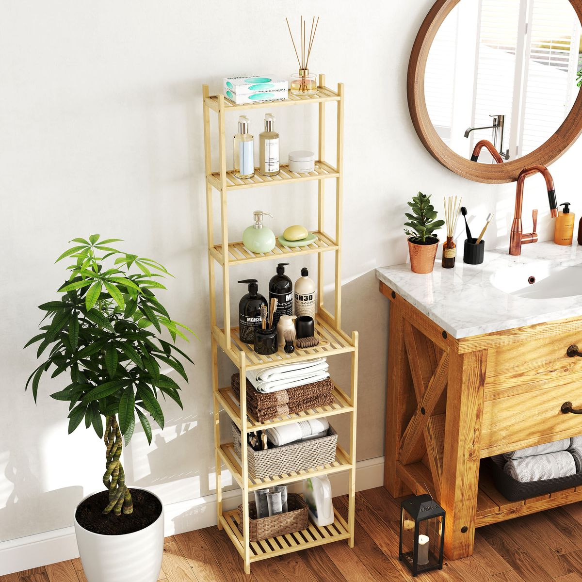 Estanteria-Serenique-Homcom-7-niveles-natural-180x44x33-cm