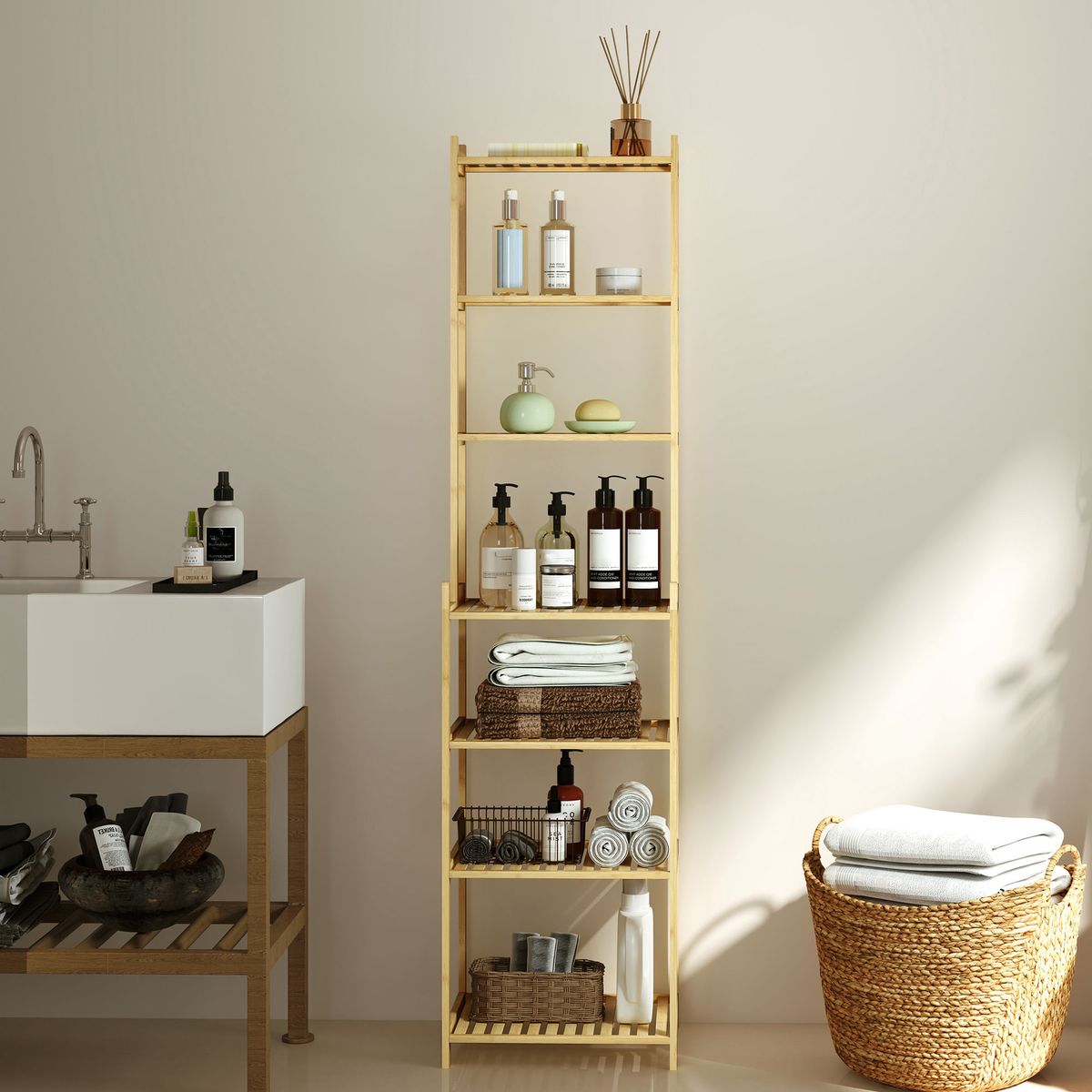 Estanteria-Serenique-Homcom-7-niveles-natural-180x44x33-cm