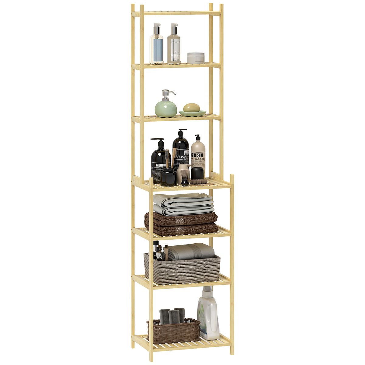 Estanteria-Serenique-Homcom-7-niveles-natural-180x44x33-cm