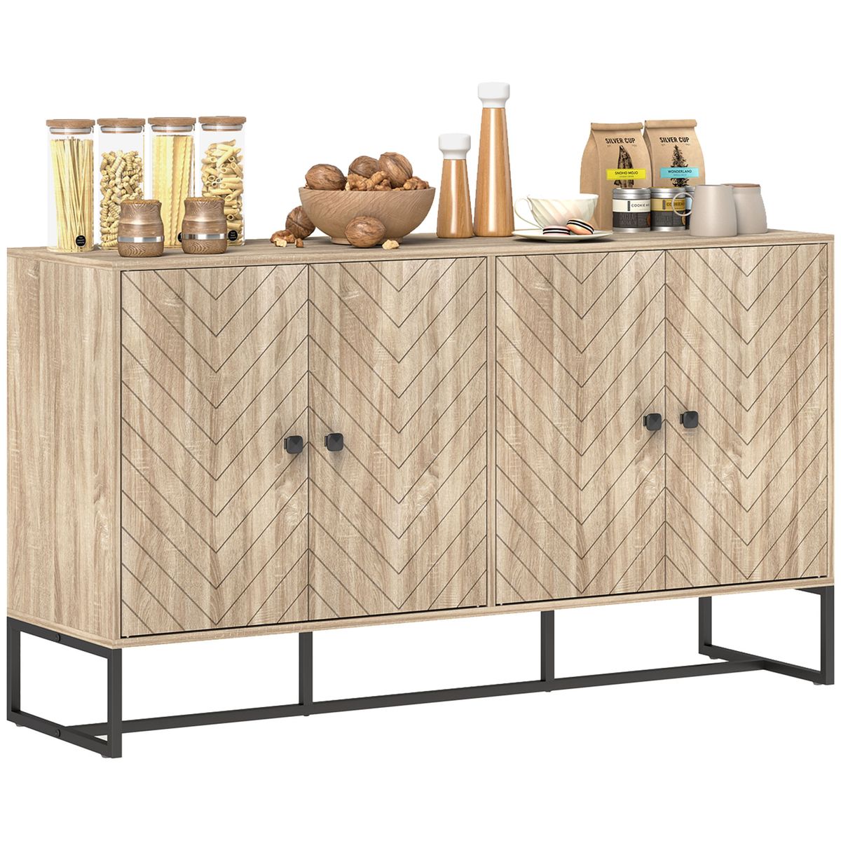 Aparador-Lumora-Homcom-2-armarios-natural-815x1405x40-cm