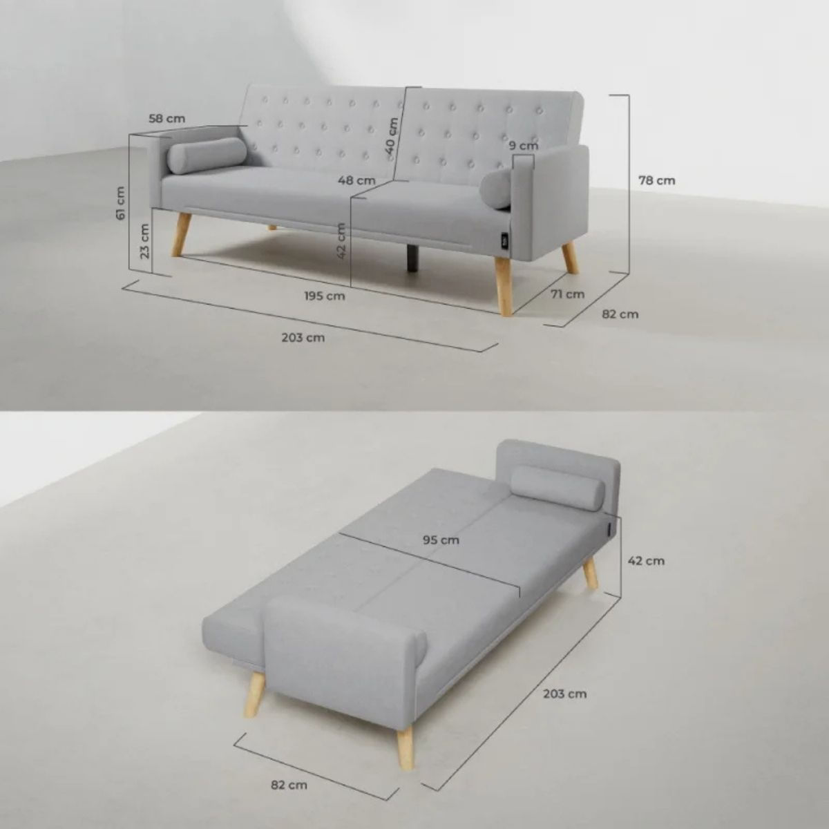 Sofa-cama-One-Dots-3-plazas-con-cojines-gris-claro-78x203x82-cm