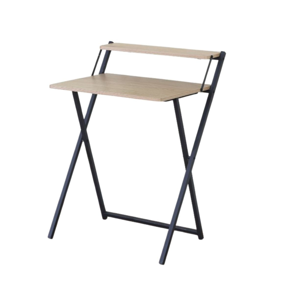 Escritorio-Hikka-diseño-plegbale-con-estante-superior-negro-natural-875x64x52-cm