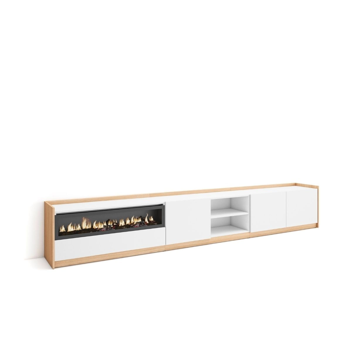 Mueble-de-TV-Kroma-chimenea-izquierda-y-compartimentos-blanco-natural-495x3092x35-cm