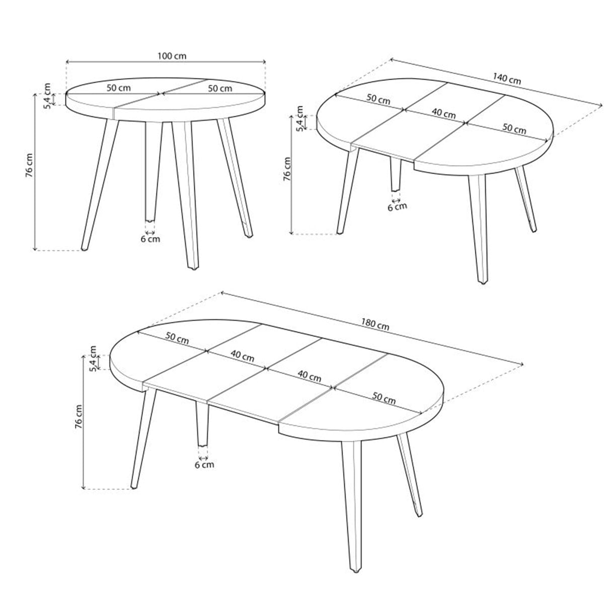 Mesa-de-comedor-Berg-extensible-forma-redonda-roble-Nordish-negro-medidas