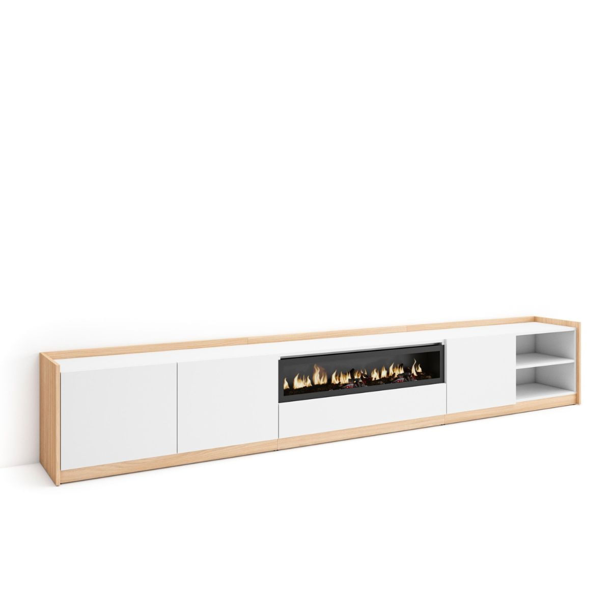 Mueble-de-TV-Kroma-4-puertas-y-dos-estantes-con-chimenea-centro-blanco-roble-495x309x35-cm-