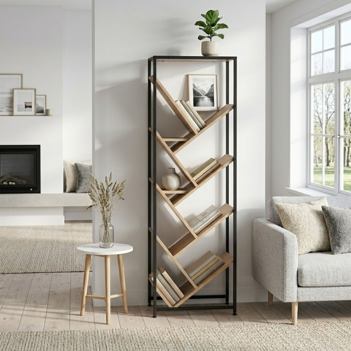 Estanteria-Gyna-4-niveles-con-diseño-espiga-negro-natural-1255x41x275-cm