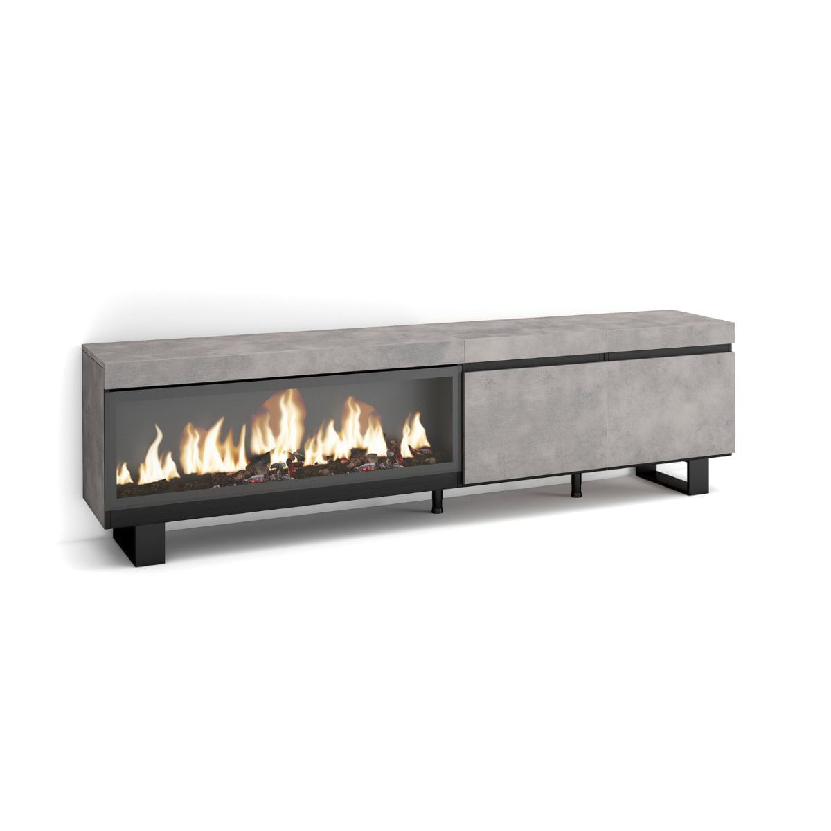 Mueble-de-TV-Kroma-2-puertas-con-chimenea-a-la-izquierda-cemento-57x208x346-cm-