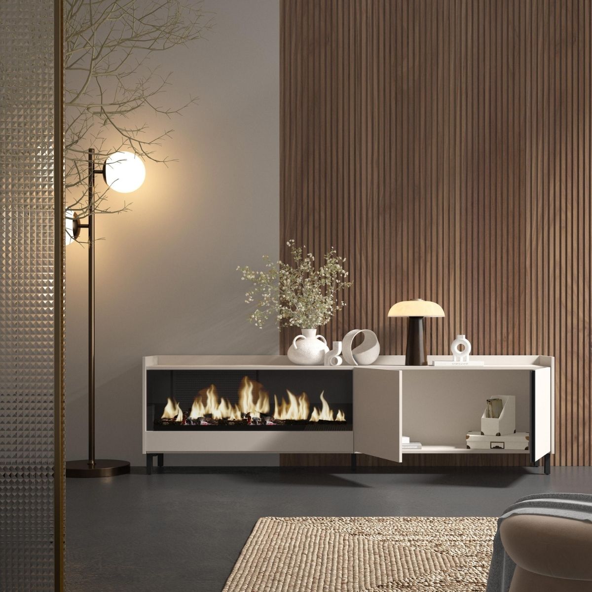 Mueble-de-TV-Kroma-luz-LED-con-chimenea-izquierda-y-patas-beige-50x2124x35-cm