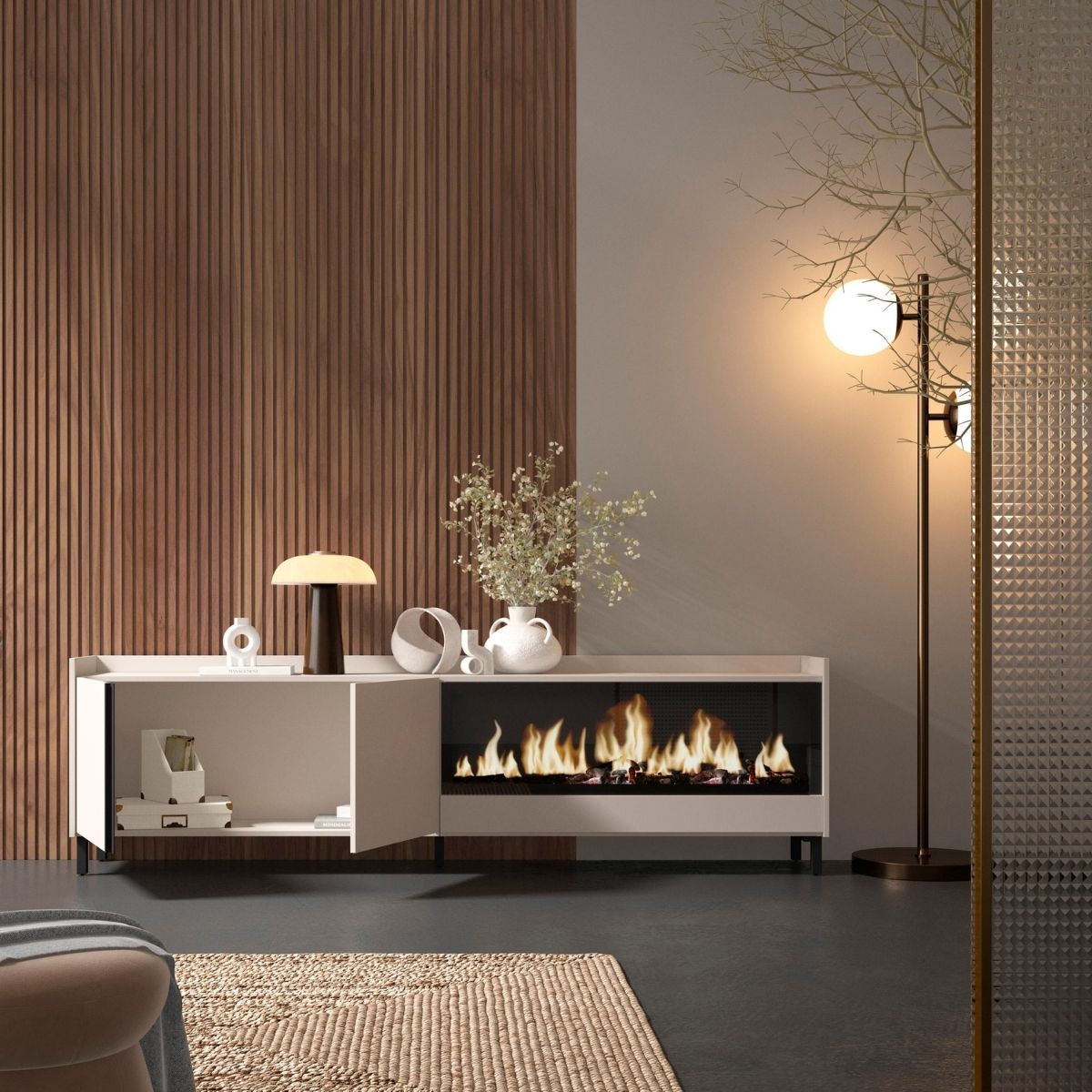 Mueble-de-TV-Kroma-con-patas-y-chimenea-derecha-beige-611x2124x35-cm