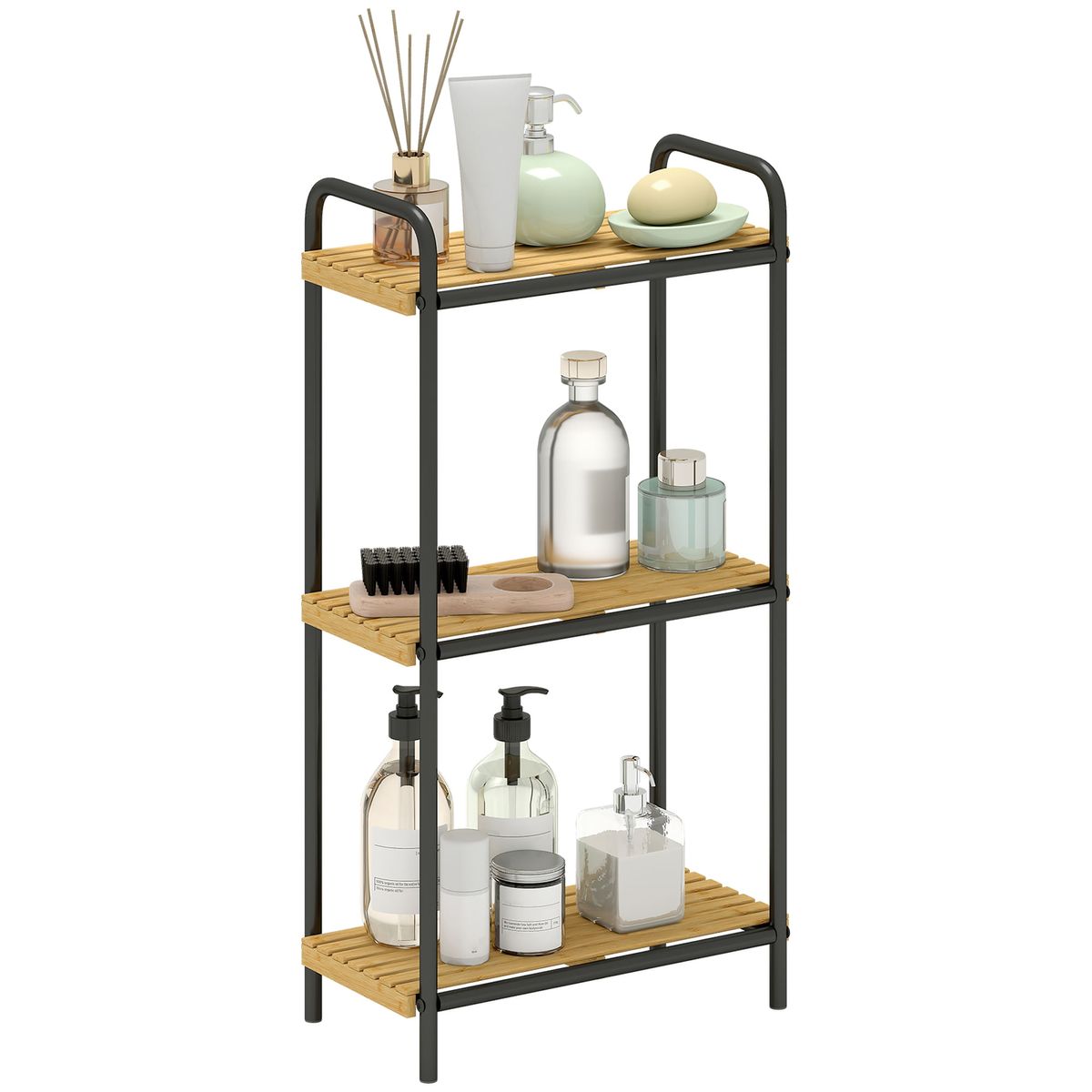 Estanteria-Rubio-Homcom-3-estantes-negro-natural-775x415x215-cm
