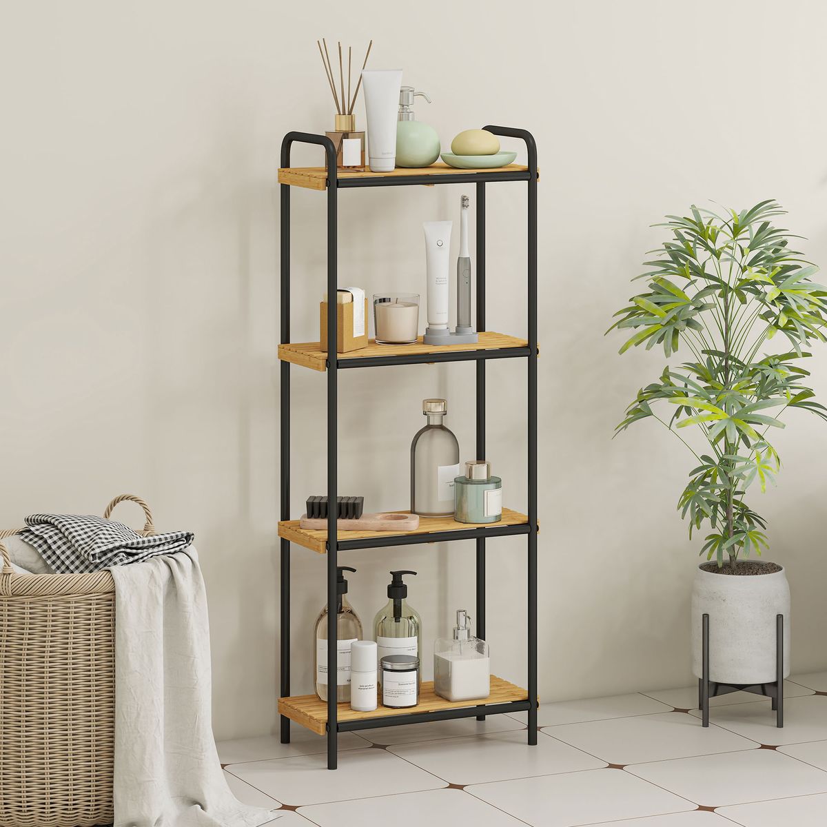 Estanteria-Rubio-Homcom-4-estantes-negro-natural-775x415x215-cm