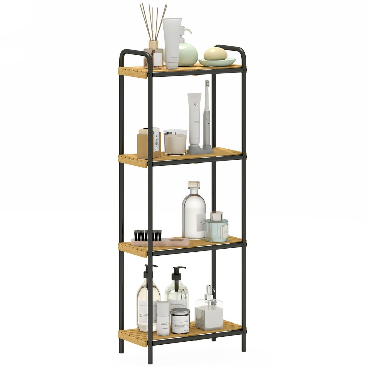 Estanteria-Rubio-Homcom-4-estantes-negro-natural-775x415x215-cm
