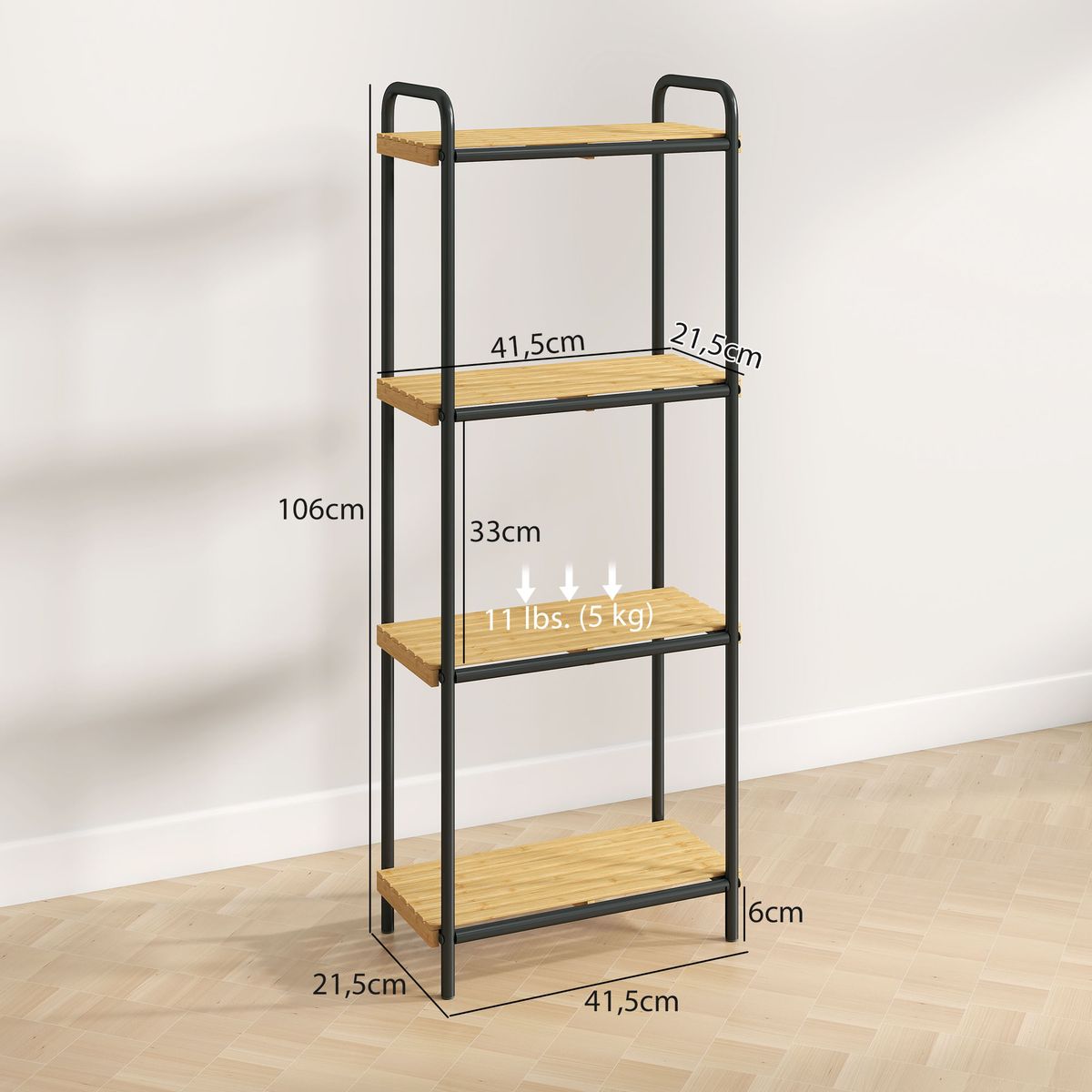 Estanteria-Rubio-Homcom-4-estantes-negro-natural-775x415x215-cm