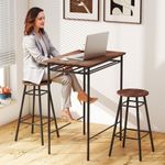 Conjunto-de-cocina-Remo-Homcom-mesa-alta-con-2-taburetes-marron
