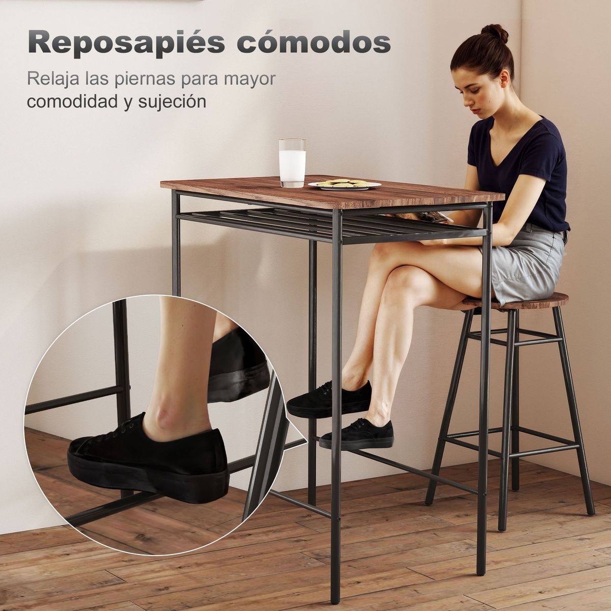 Conjunto-de-cocina-Remo-Homcom-mesa-alta-con-2-taburetes-marron