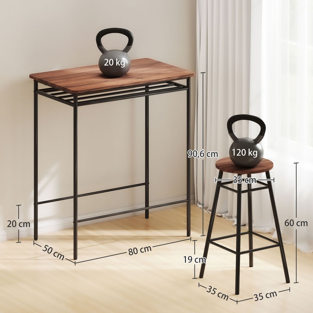 Conjunto-de-cocina-Remo-Homcom-mesa-alta-con-2-taburetes-marron