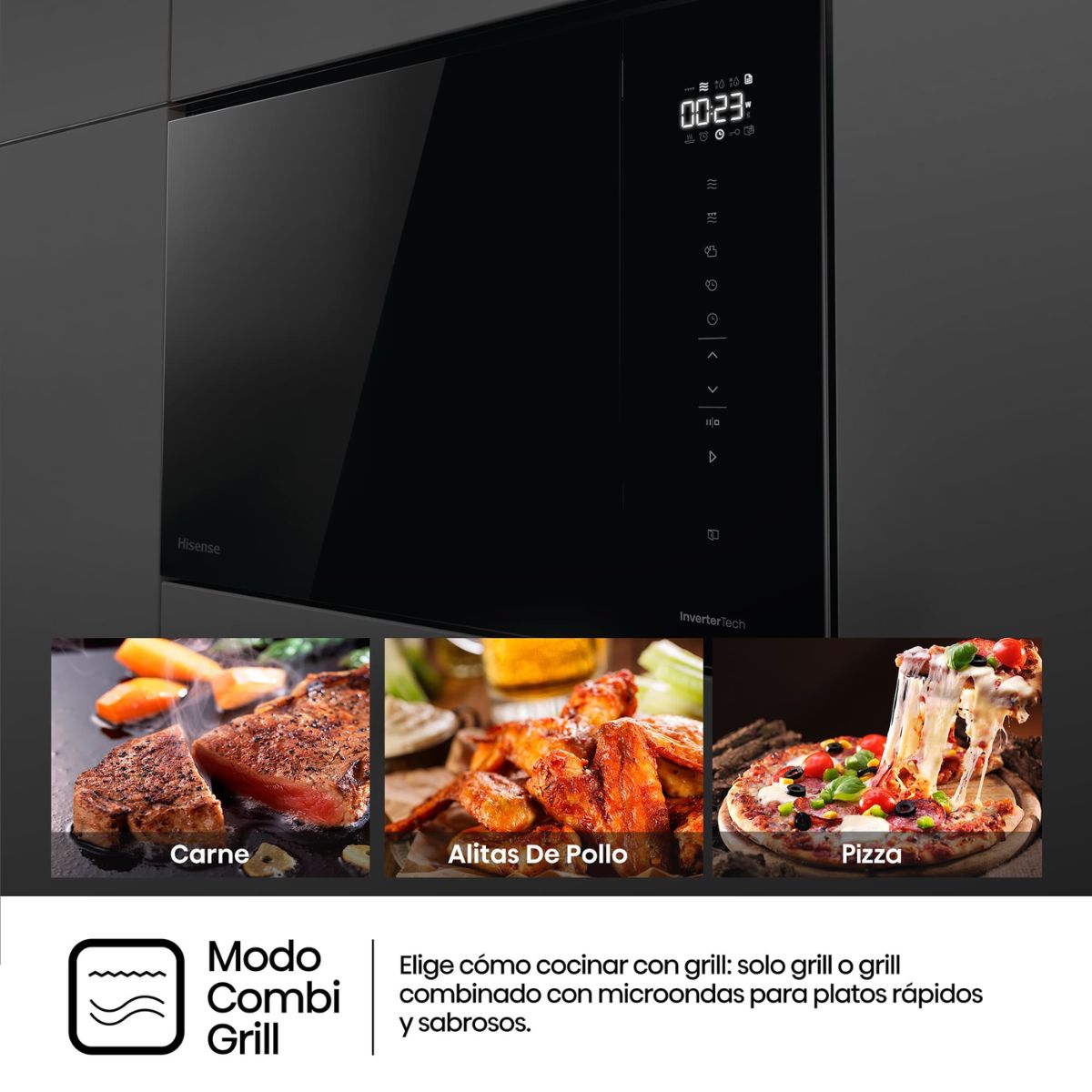 Microondas-integrable-Hisense-BIM325GI63DBG-1200W-25L-15-programas-y-Grill-negro-