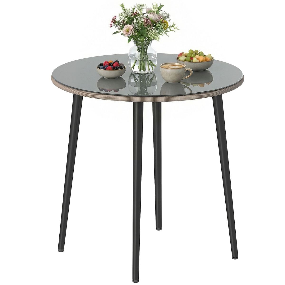 Mesa-de-jardin-Sylara-Outsunny-diseño-redondo-gris-Ø80x74-cm