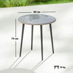 Mesa-de-jardin-Sylara-Outsunny-diseño-redondo-gris-Ø80x74-cm