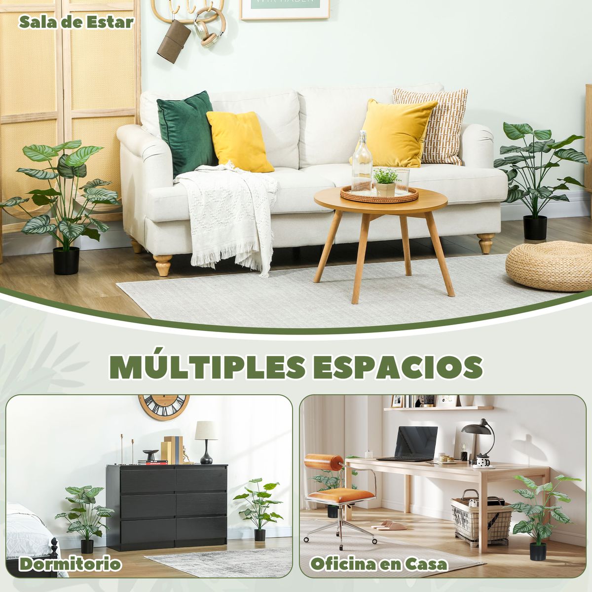 Pack-de-2-plantas-artificiales-Homcom-con-macetero-verde-65-cm