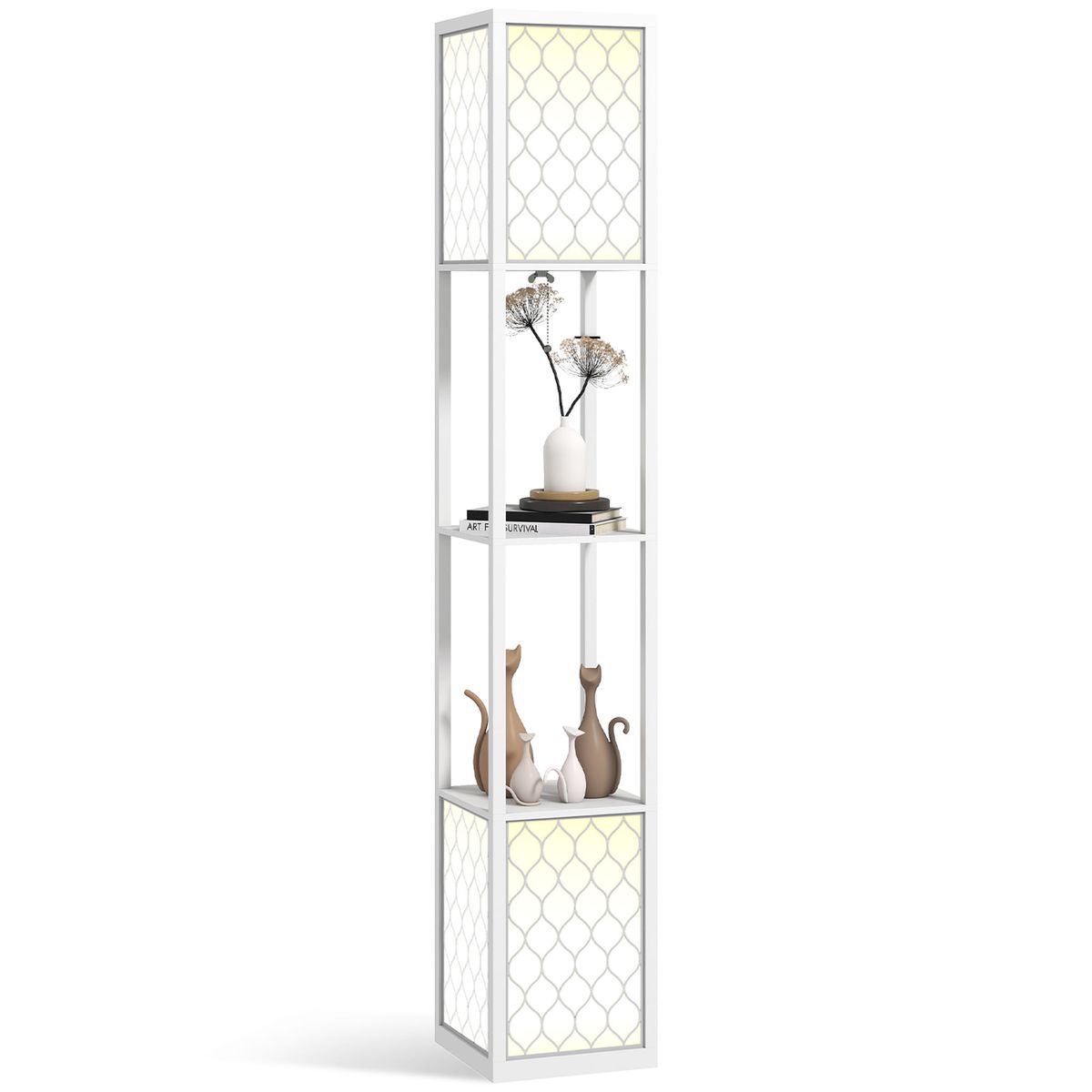 Lampara-de-pie-Ambriel-Homcom-con-estante-blanco-156x26x26-cm