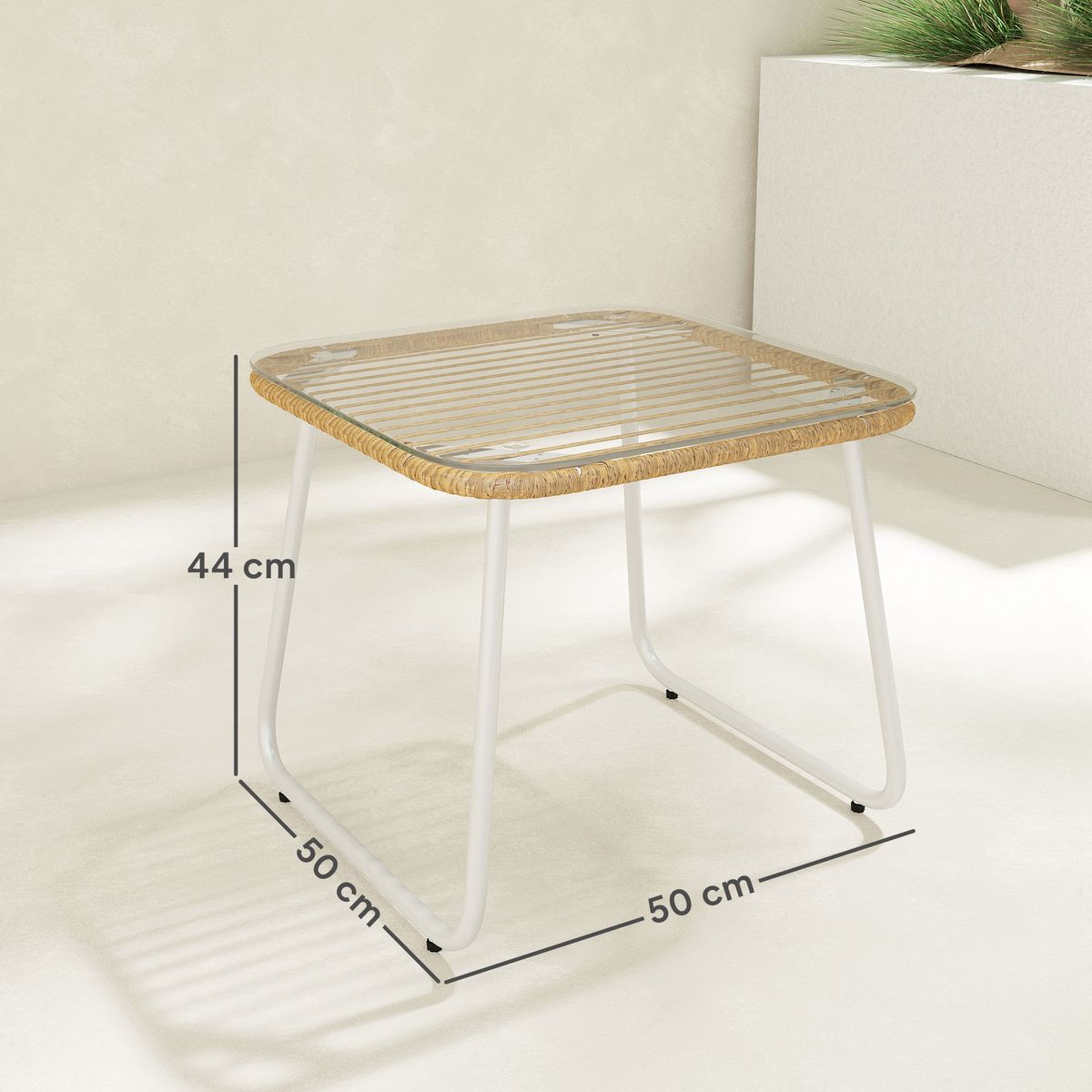 Mesa-de-exterior-Kenia-Outsunny-natural-blanco-44x50x50-cm-
