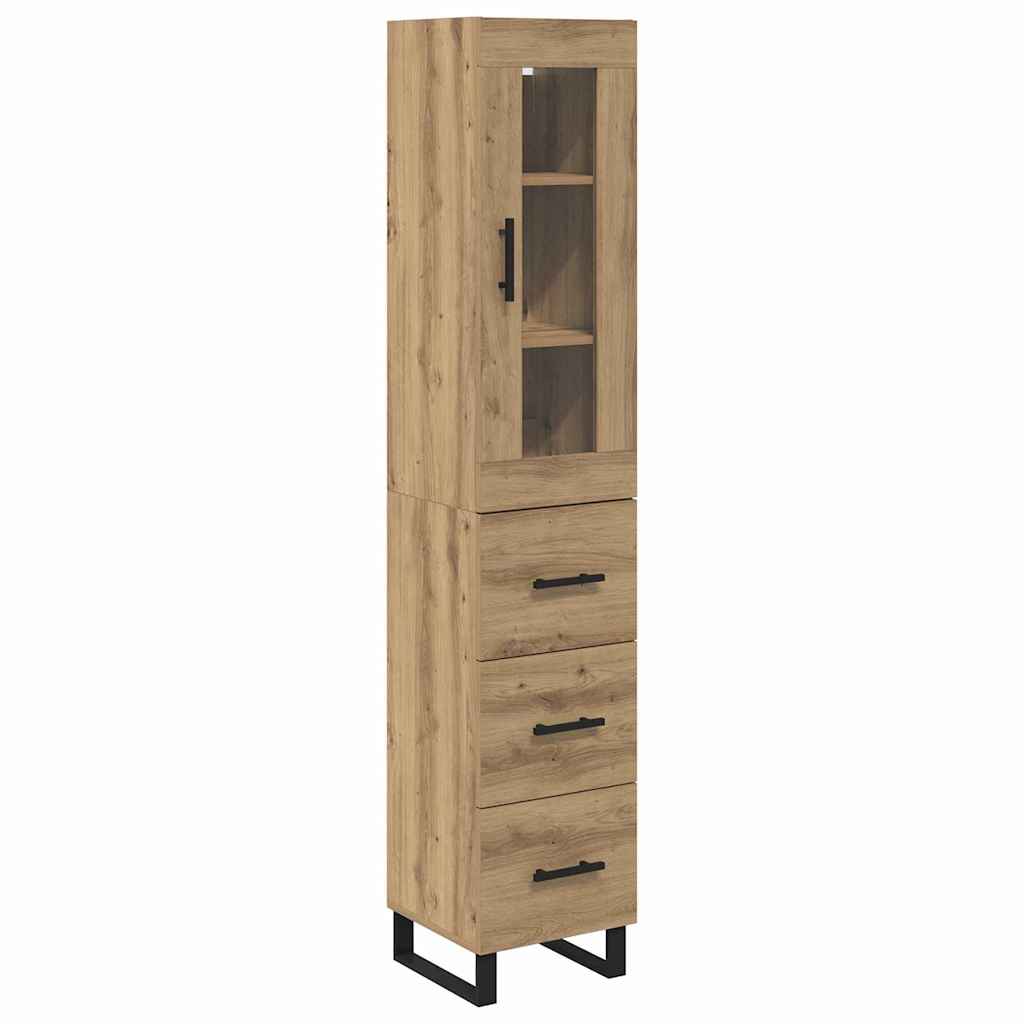 Vitrina-Cristina-1-puerta-con-3-cajones-roble-180x345x34-cm-