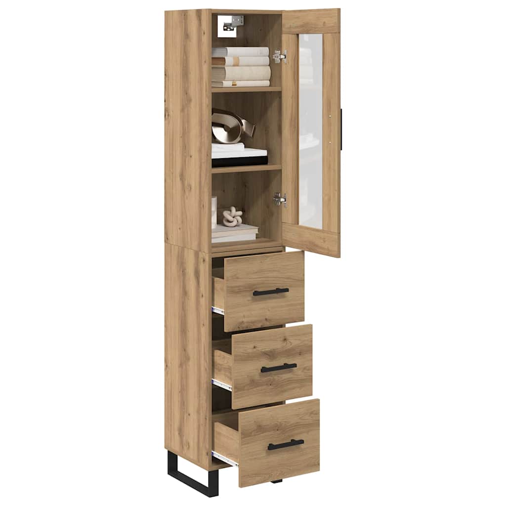 Vitrina-Cristina-1-puerta-con-3-cajones-roble-180x345x34-cm-