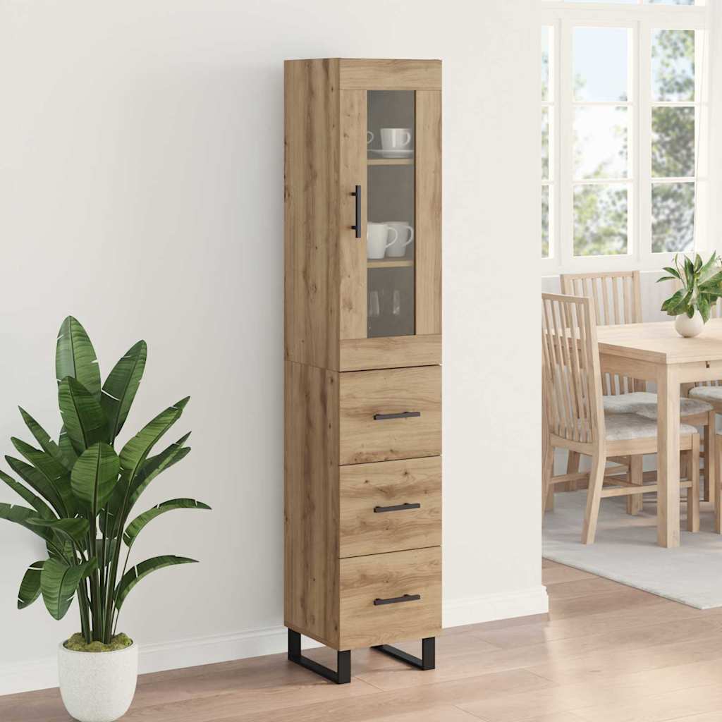 Vitrina-Cristina-1-puerta-con-3-cajones-roble-180x345x34-cm-