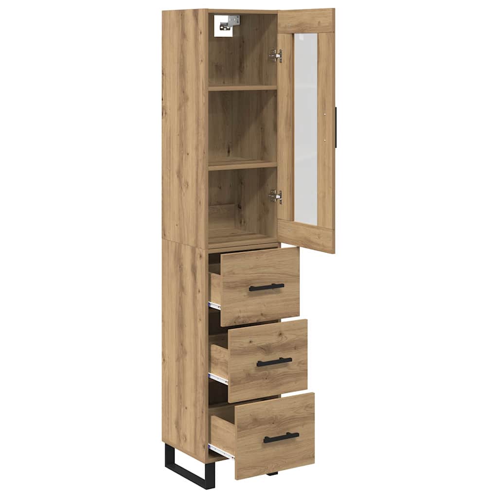 Vitrina-Cristina-1-puerta-con-3-cajones-roble-180x345x34-cm-