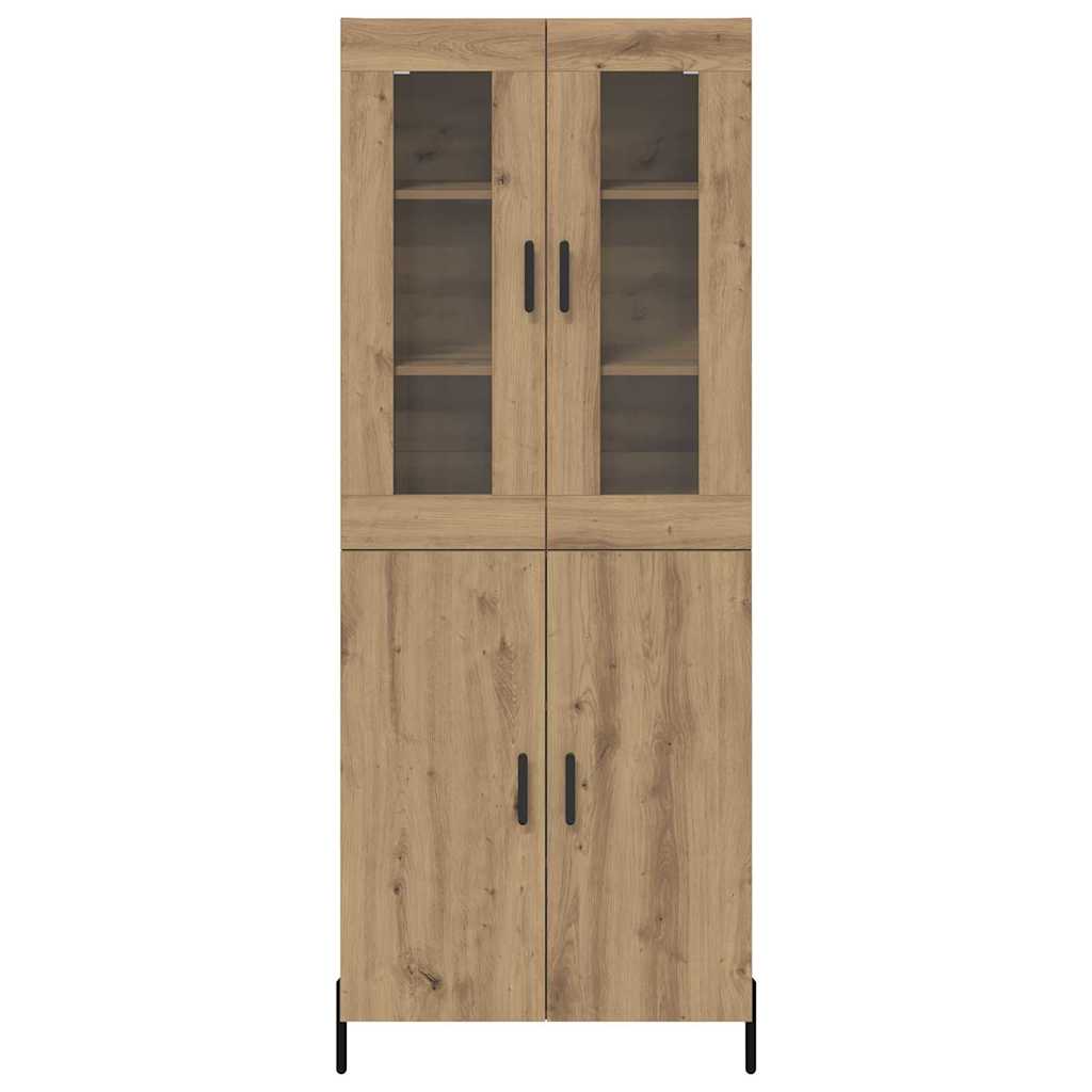 Vitrina-London-4-puertas-con-tiradores-roble-180x695x34-cm-