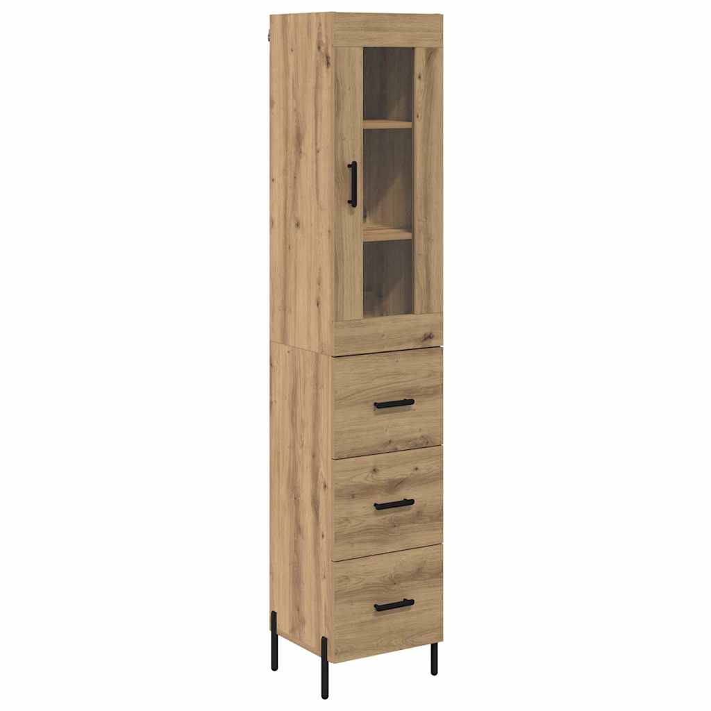 Vitrina-Newport-1-puerta-y-3-cajones-roble-180x345x34-cm-