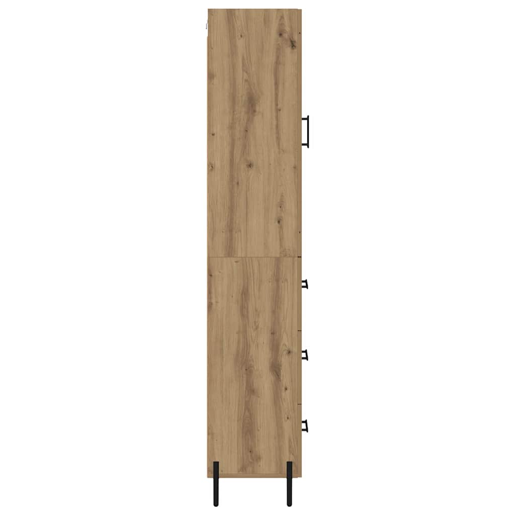 Vitrina-Newport-1-puerta-y-3-cajones-roble-180x345x34-cm-