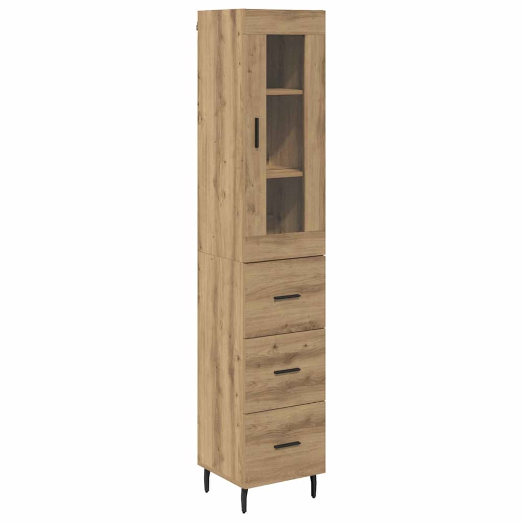 Vitrina-Liverpool-1-puerta-y-3-cajones-roble-180x345x34-cm-