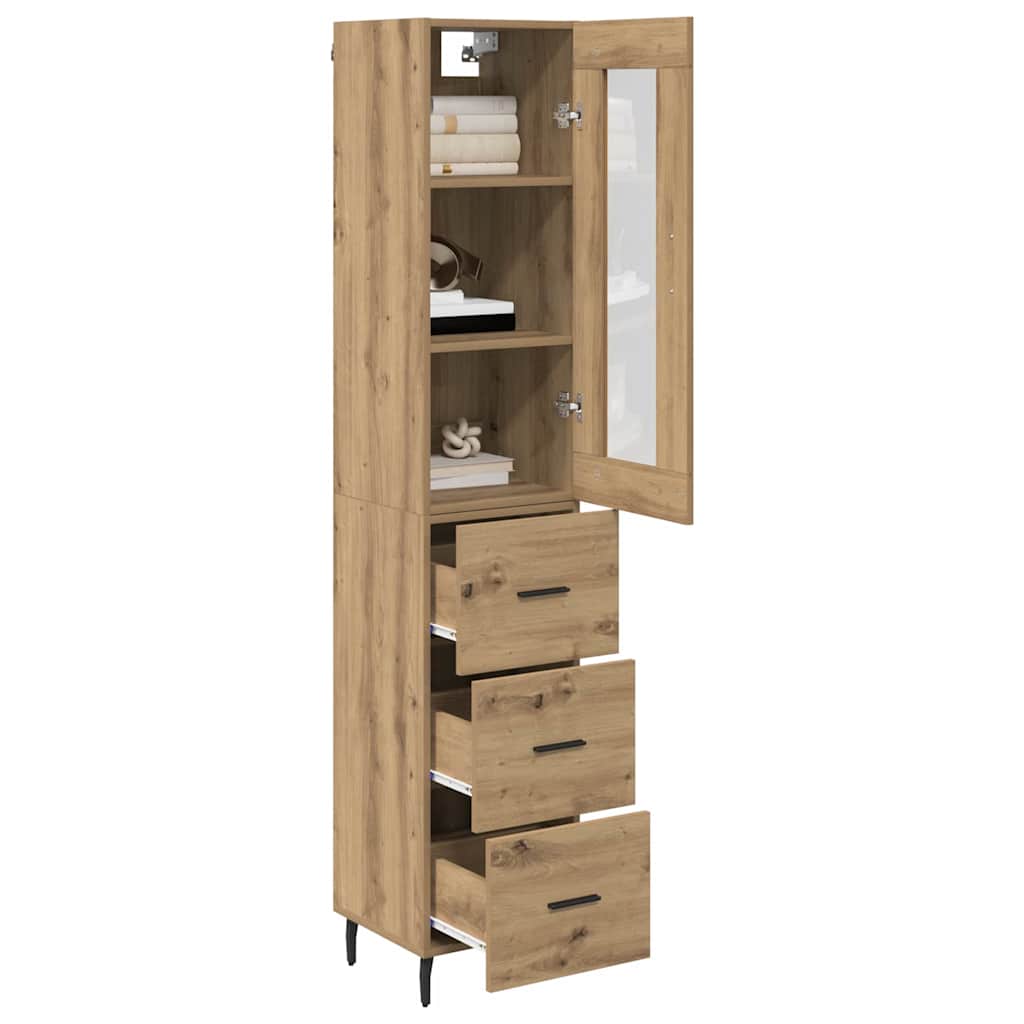Vitrina-Liverpool-1-puerta-y-3-cajones-roble-180x345x34-cm-