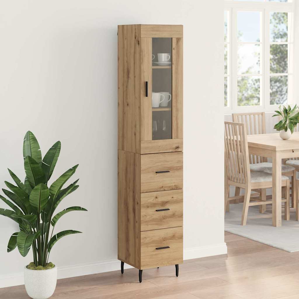 Vitrina-Liverpool-1-puerta-y-3-cajones-roble-180x345x34-cm-