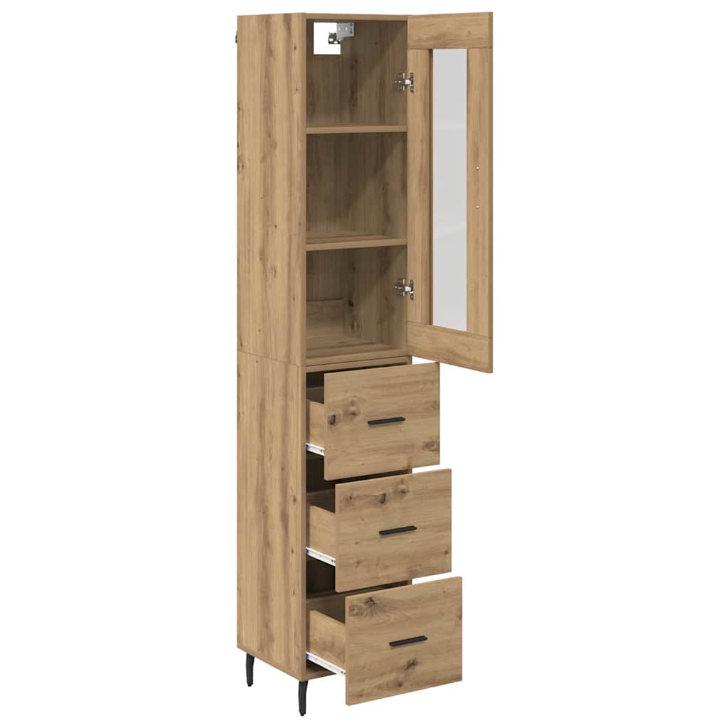 Vitrina-Liverpool-1-puerta-y-3-cajones-roble-180x345x34-cm-