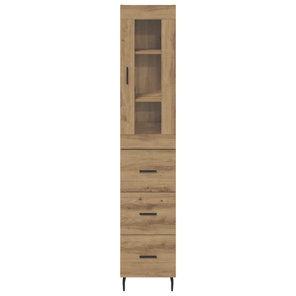 Vitrina-Liverpool-1-puerta-y-3-cajones-roble-180x345x34-cm-