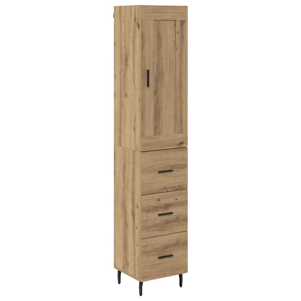 Vitrina-York-1-puerta-con-3-cajones-roble-180x345x34-cm-