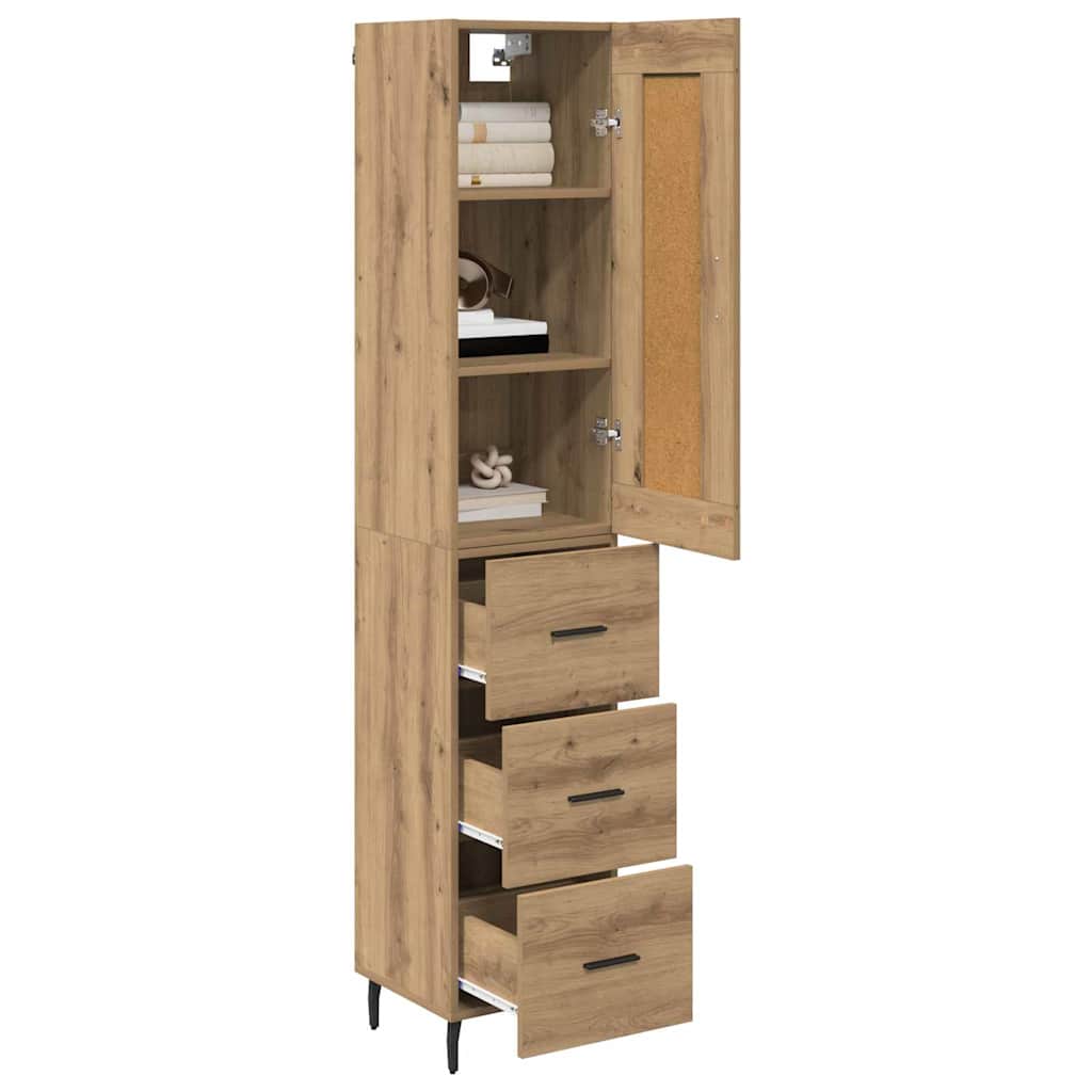 Vitrina-York-1-puerta-con-3-cajones-roble-180x345x34-cm-