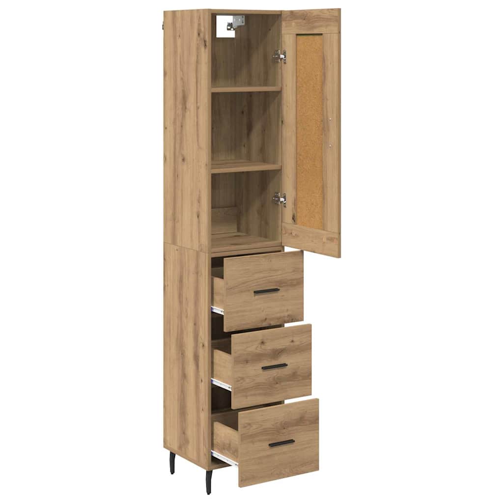 Vitrina-York-1-puerta-con-3-cajones-roble-180x345x34-cm-