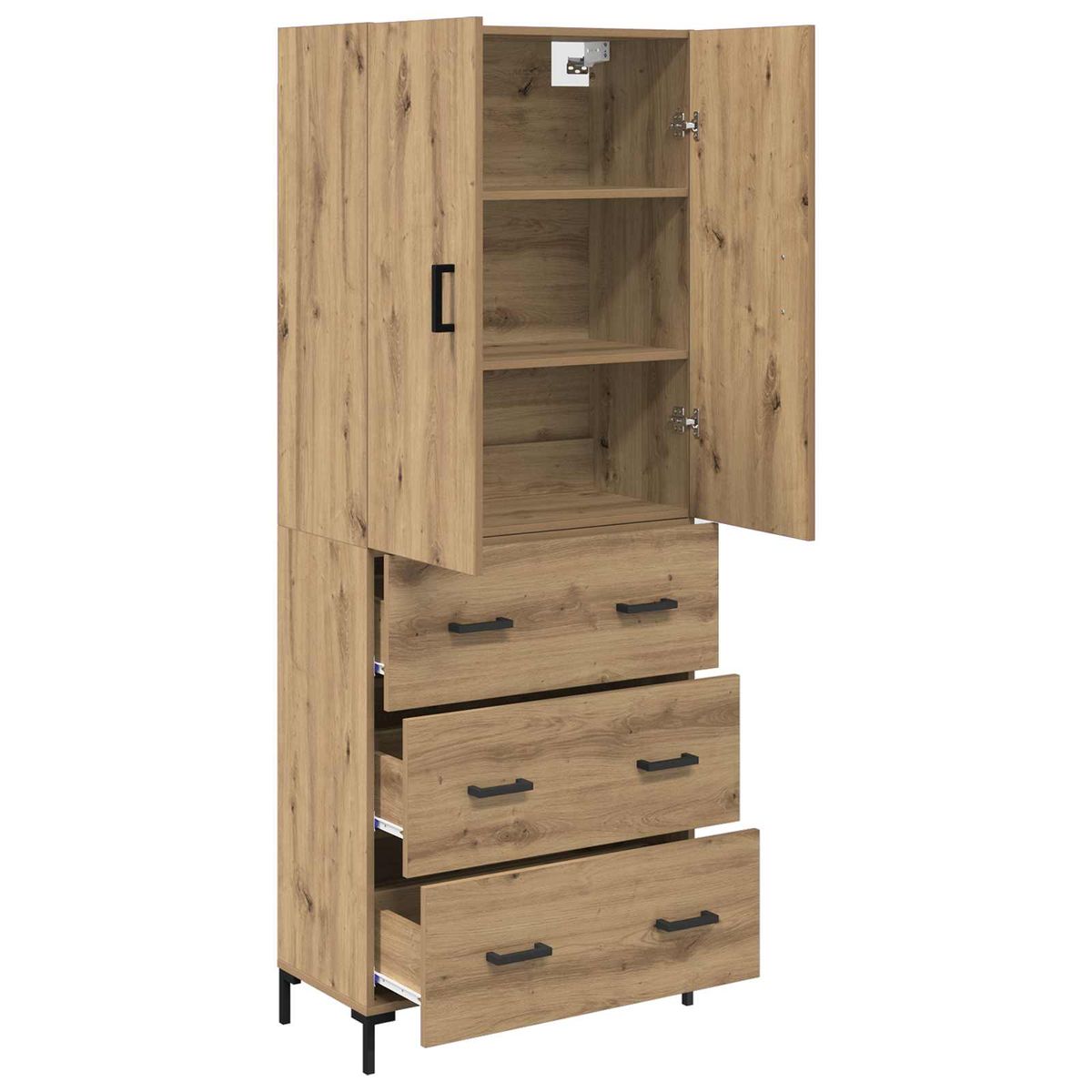 Armario-auxiliar-Aberdeen-2-puertas-y-3-cajones-roble-180x695x34-cm