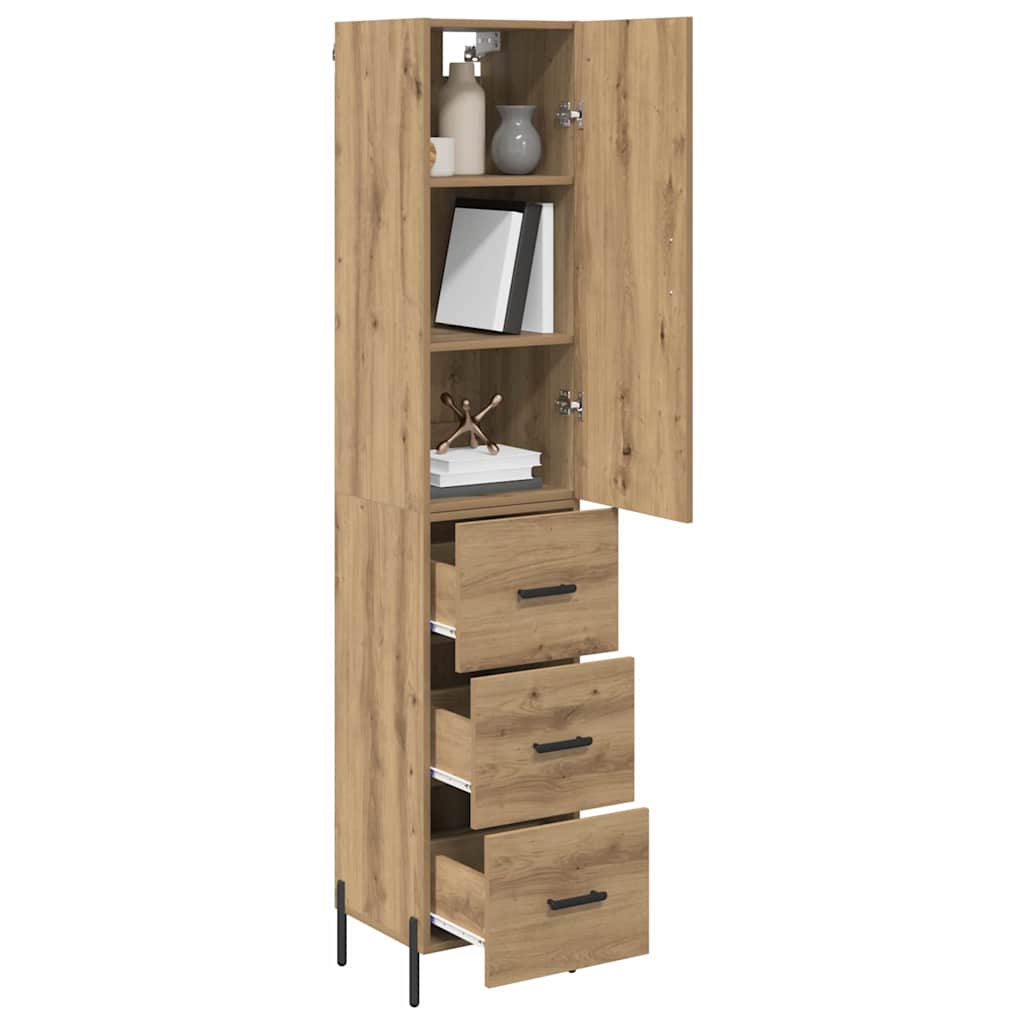 Armario-auxiliar-Stoke-1-puerta-y-3-cajones-roble-180x345x34-cm-