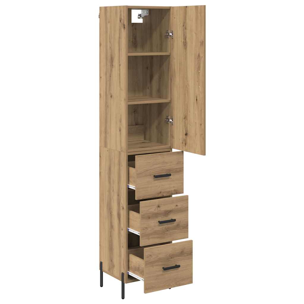 Armario-auxiliar-Stoke-1-puerta-y-3-cajones-roble-180x345x34-cm-