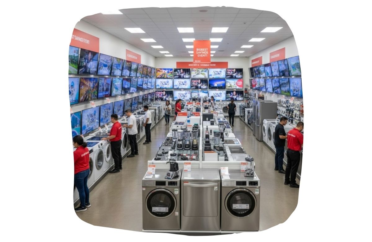 Imagen del pasillo de una tienda de electrodomésticos